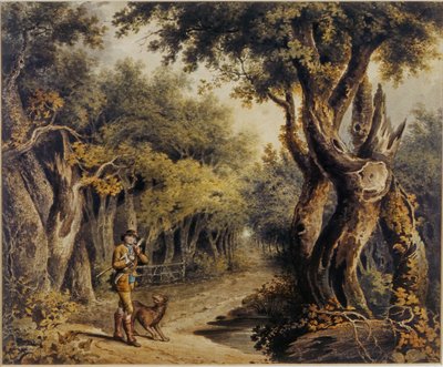 Forest Scene with Woodman and Dog by Thomas Barker of Bath